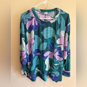 Sew In Love Teal, Pink & Purple Floral Long Sleeve Top